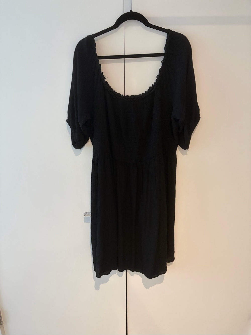 City Chic Black Smocked bodice gauze dress